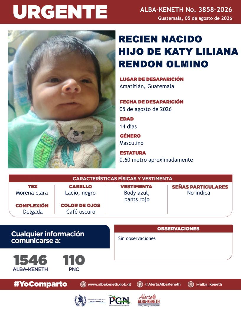 Recien nacido hijo de Katy Liliana Rendon Olmino